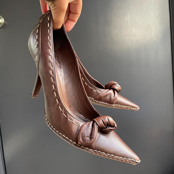 y2k vintage 00's brown leather high heels vince camuto it girl | size 7.5 - Picture 3 of 7